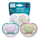 Avent Ultra Air, chupete calmante, silicona, simétrico, unisex, SCF085/24, 0-6 meses, 2 piezas