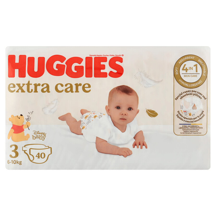 Huggies Extra Care, couches, Disney, taille 3, 6-10 kg, Jumbo, 40 pcs