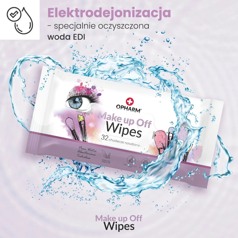 Opharm Make Up Off Wipes, toallitas desmaquillantes, 32 piezas