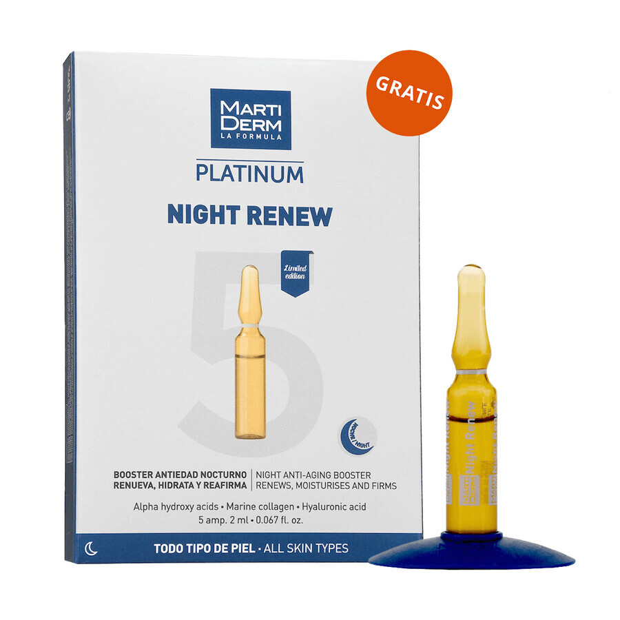 Set con MartiDerm Shots Retinol Renew de regalo, sérum facial, 20 ml + Platinum Night Renew, potenciador de noche, 2 ml x 5 ampollas