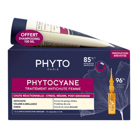 Phytocayne Set Women's Hair Loss Treatment Vials 12 x 5ml + Shampoo 100ml