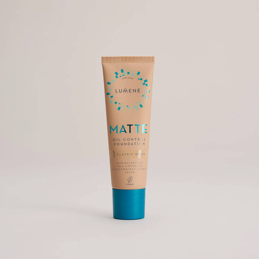 Lumene Matte, base matificante, n.º 1, Beige clásico, 30 ml