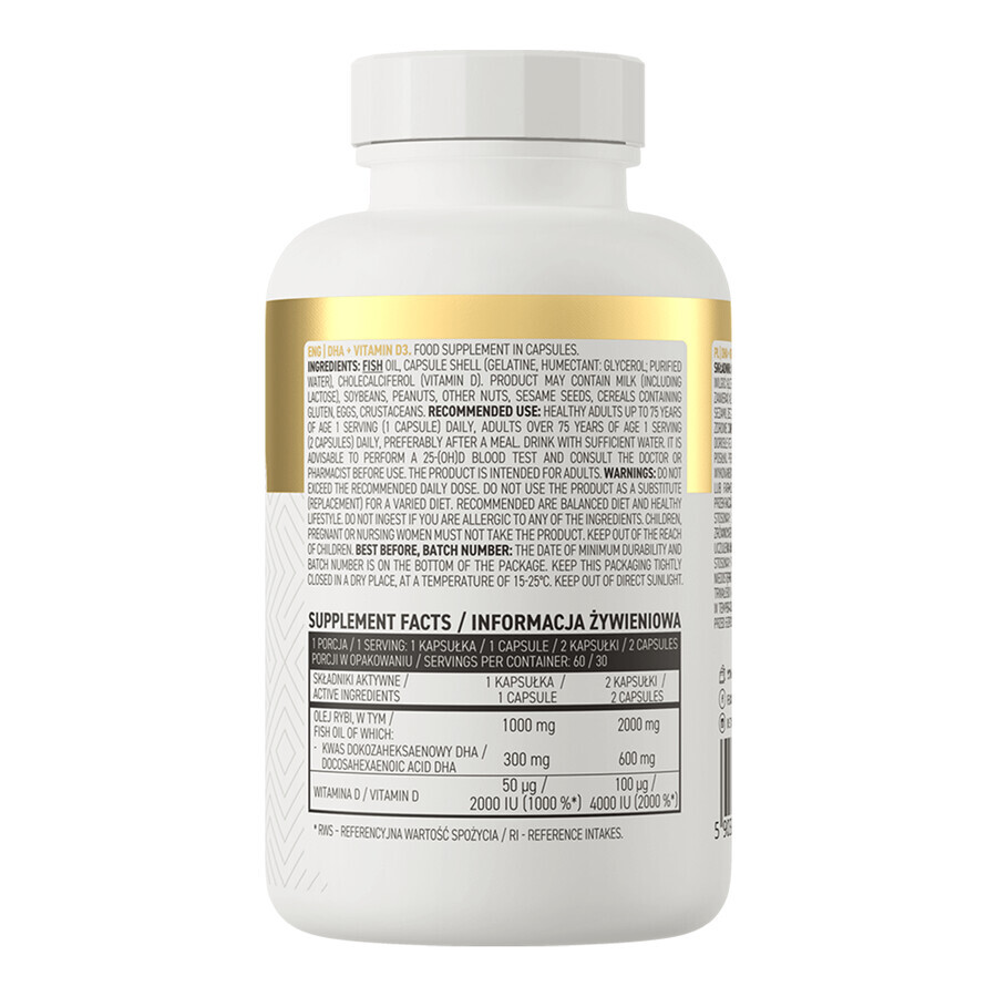 OstroVit DHA + Vitamina D3, 60 cápsulas