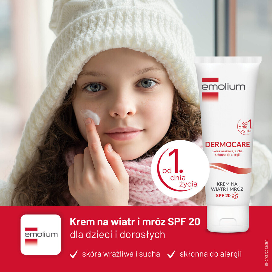 Emolium Dermocare set, crema contra el viento y las heladas, a partir del día 1, SPF 20, 2 x 75 ml + emulsión de baño, 50 ml de regalo