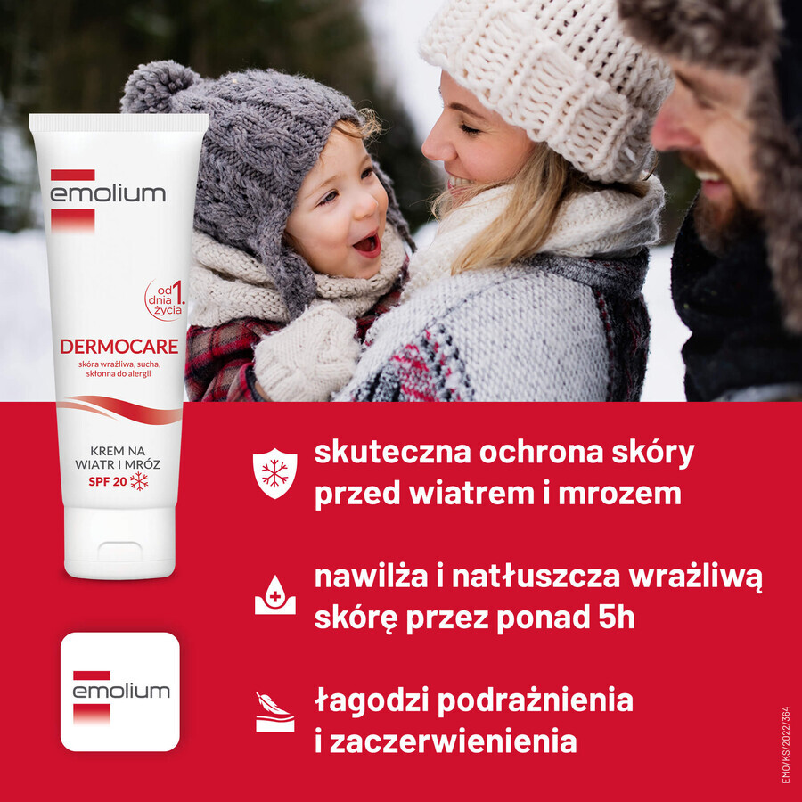 Emolium Dermocare set, crema contra el viento y las heladas, a partir del día 1, SPF 20, 2 x 75 ml + emulsión de baño, 50 ml de regalo