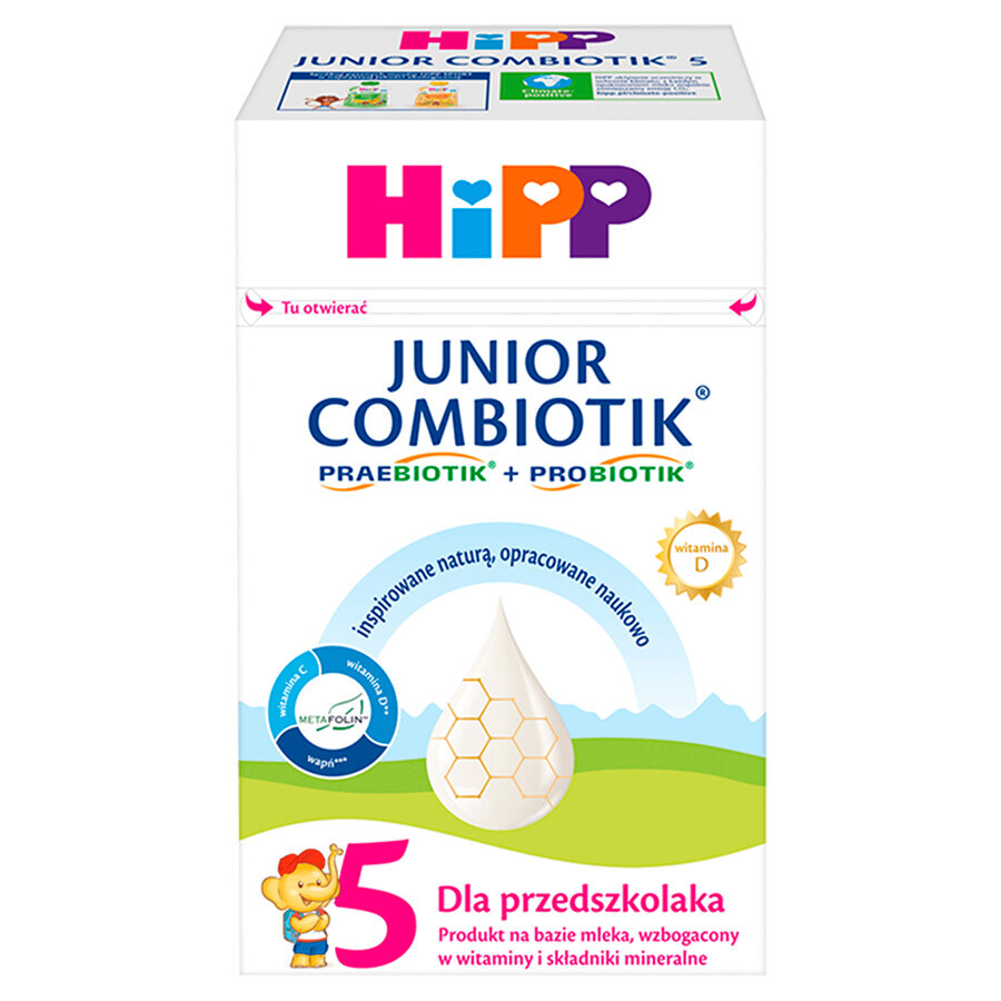 Hipp 5 Junior Combiotik, produit à base de lait pour les enfants d'âge préscolaire, 550 g