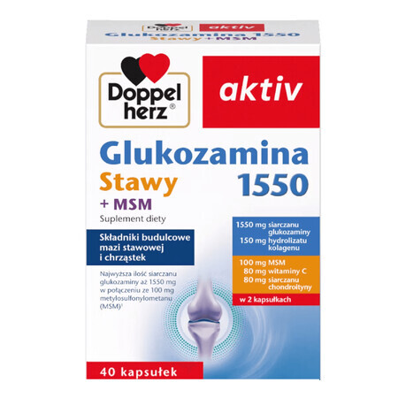 Doppelherz aktiv Glucosamina 1550 Articulaciones + MSM, 40 cápsulas