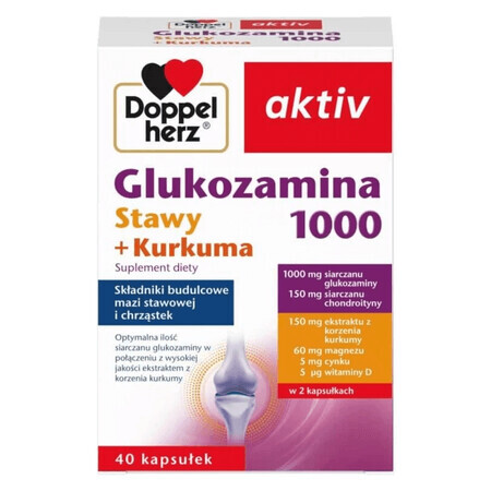 Doppelherz aktiv Glucosamine 1000 joints + Curcumin, 40 capsules