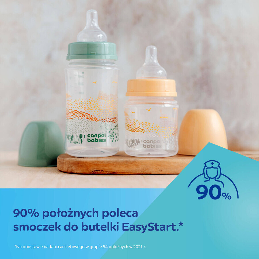 Canpol Babies EasyStart, anti-colic, wide mouth bottle, Mountains, green, 35/242, from birth, 120 ml