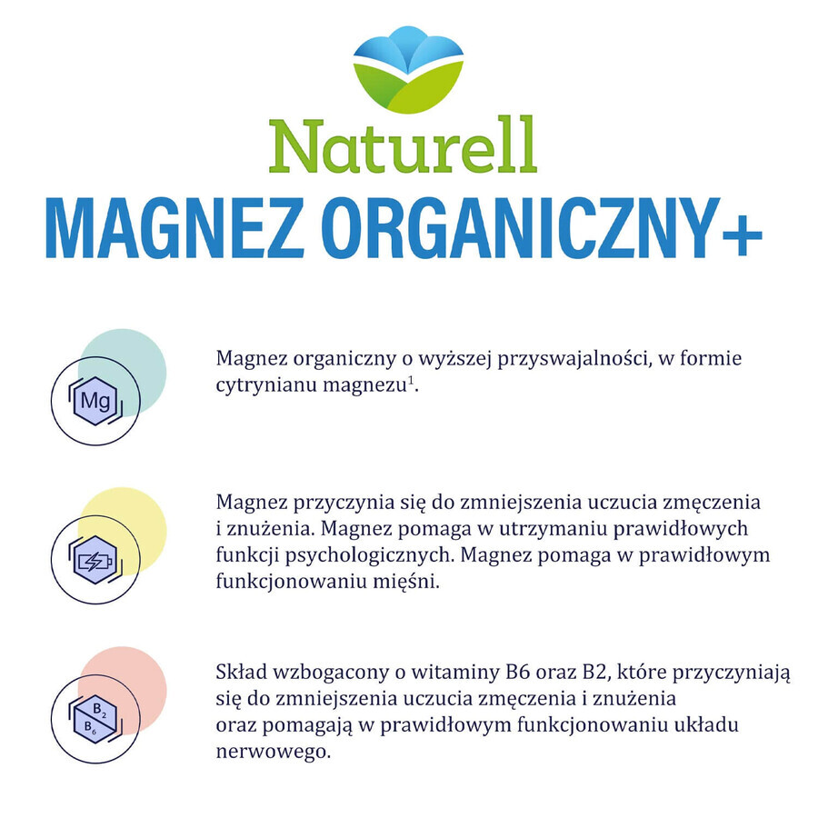 Naturell Magnesio Orgánico+, 100 cápsulas