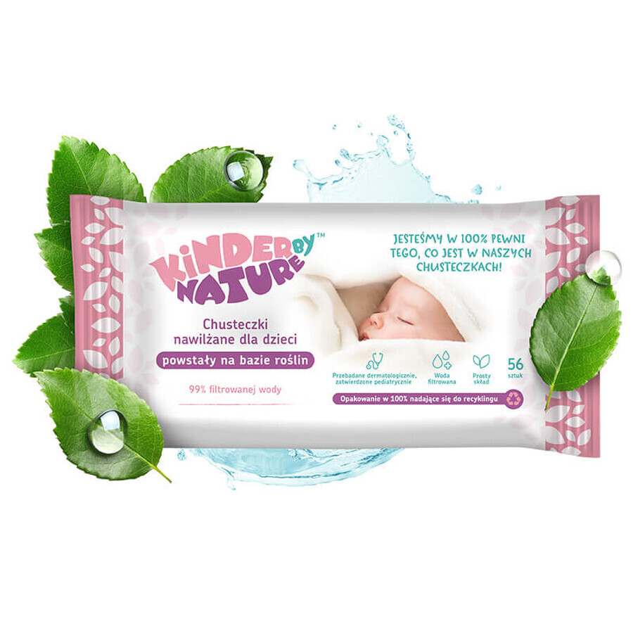 Kinder by Nature, vochtige doekjes voor baby's en kinderen, 3 x 56 stuks