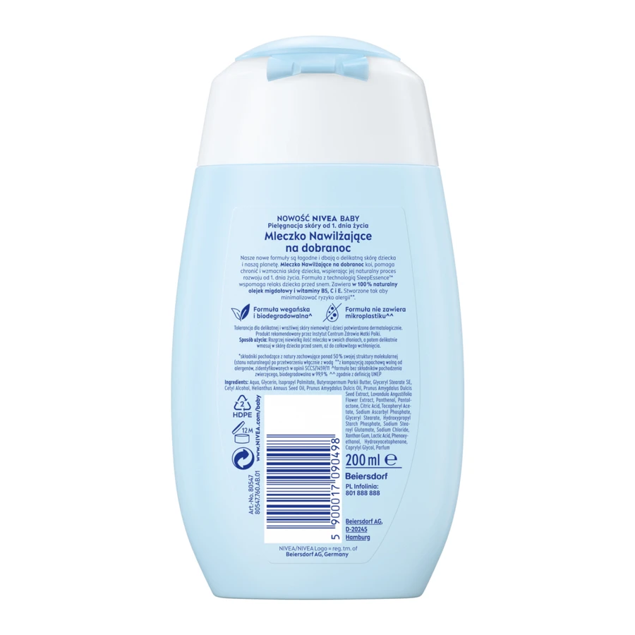 Nivea Baby, latte idratante per la nanna, dal 1° giorno, 200 ml