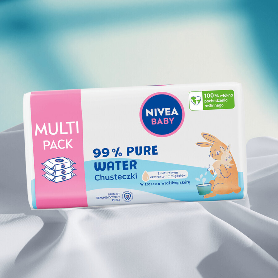 Nivea Baby 99% Acqua Pura, salviette umidificate biodegradabili, 3 x 57 pezzi