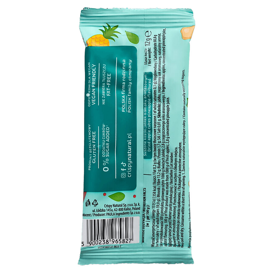 Crispy Natural, dried apple cubes with pineapple flavor, 12 g