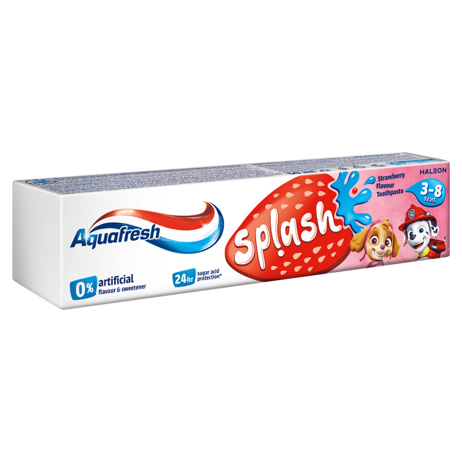 Aquafresh Splash Kids, pasta de dientes para niños de 3 a 8 años, fresa, 50 ml