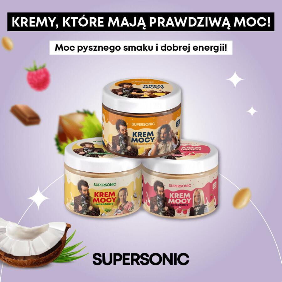 Supersonic Power Cream, crema de nueces, sabor chocolate blanco con frutas tropicales, 250 g