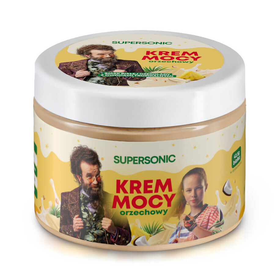 Supersonic Power Cream, crema de nueces, sabor chocolate blanco con frutas tropicales, 250 g