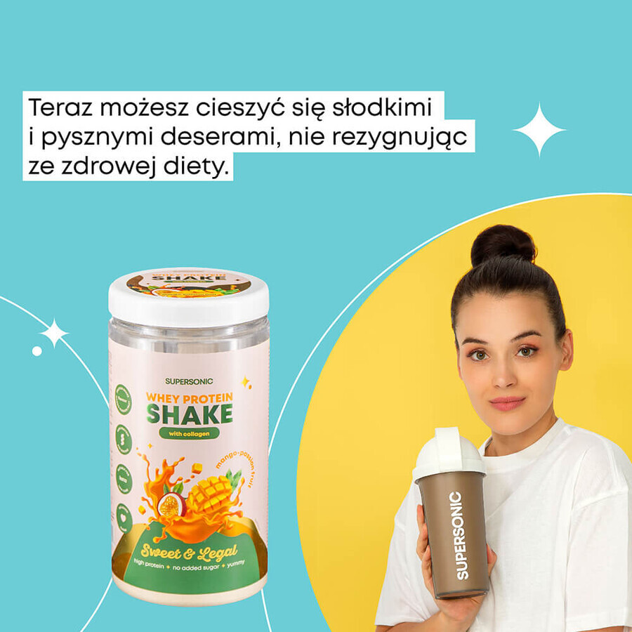 Supersonic batido de proteínas con colágeno, sabor mango-maracuyá, 560 g