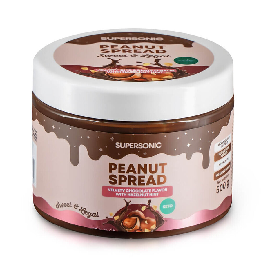 Supersonic, crema de avellanas, sabor chocolate avellana, 500 g