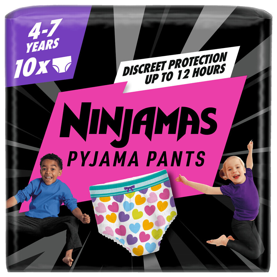 Pampers Ninjamas Pajama pants, diapers for girls, 4-7 years, 17-30 kg, 10 pcs