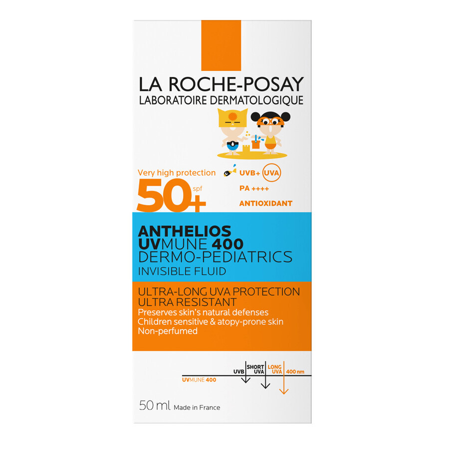 La Roche-Posay Anthelios UVMune 400 Dermo-Pediatrics, Gesichtsschutzfluid für Kinder, SPF 50+, 50 ml