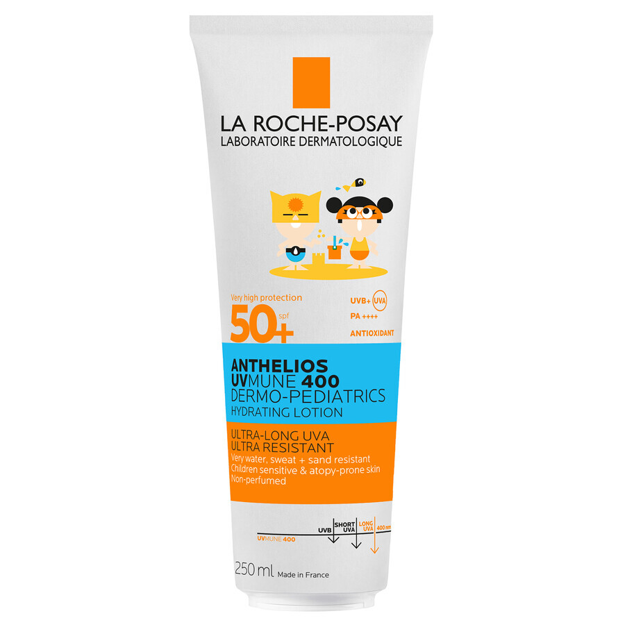 La Roche-Posay Anthelios UVMune 400 Dermo-Pediatrics, leche protectora para niños, FPS 50+, 250 ml