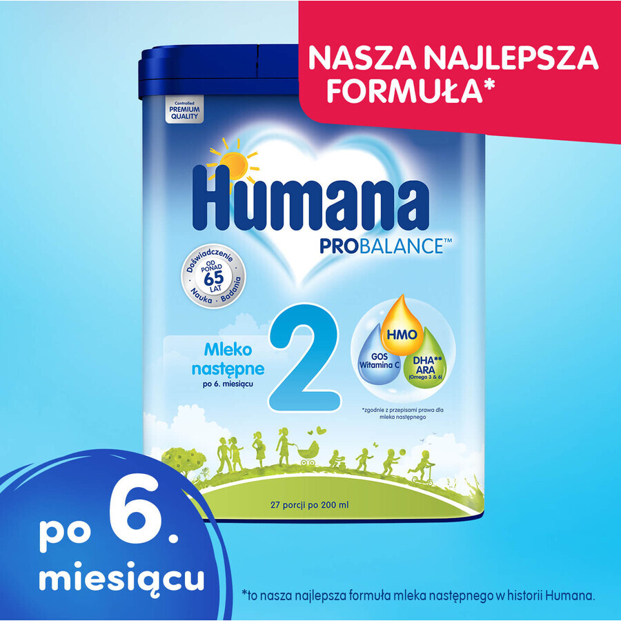 Humana ProBalance 2, latte di proseguimento, dopo 6 mesi, 2 x 750 g + Benelife Vitamina D3, 5,5 ml gratis