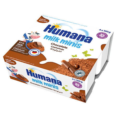 Humana Milk Minis Postre con leche, pudín de chocolate, a partir de 10 meses, 4 x 100 g