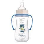 Canpol Babies Easy Start, biberón anticólico, boca ancha, con asas, Bonjur Paris, azul, a partir de 12 meses, 300 ml