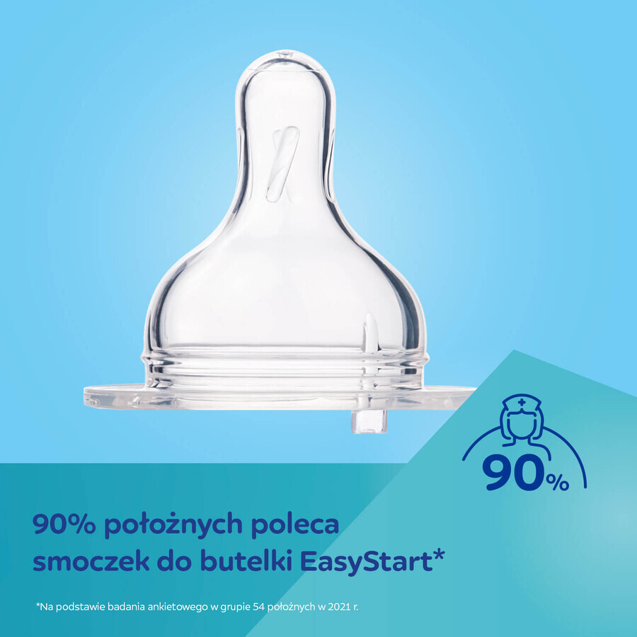 Canpol Babies Easy Start, biberón anticólico, boca ancha, con asas, Bonjur Paris, azul, a partir de 12 meses, 300 ml