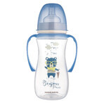 Canpol Babies Easy Start, biberón anticólico, boca ancha, con asas, Bonjur Paris, azul, a partir de 12 meses, 300 ml