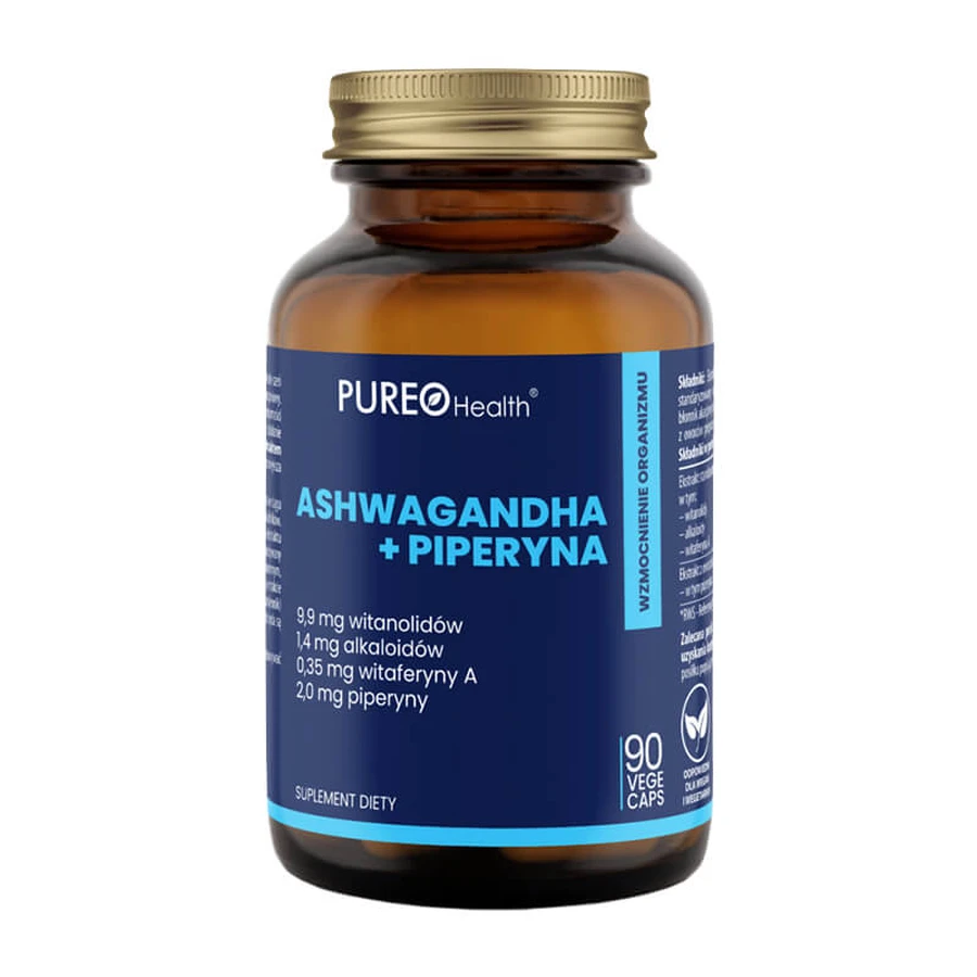 Pureo Health Ashwagandha + piperyna, 90 kapsułek vege: ceny i cechy