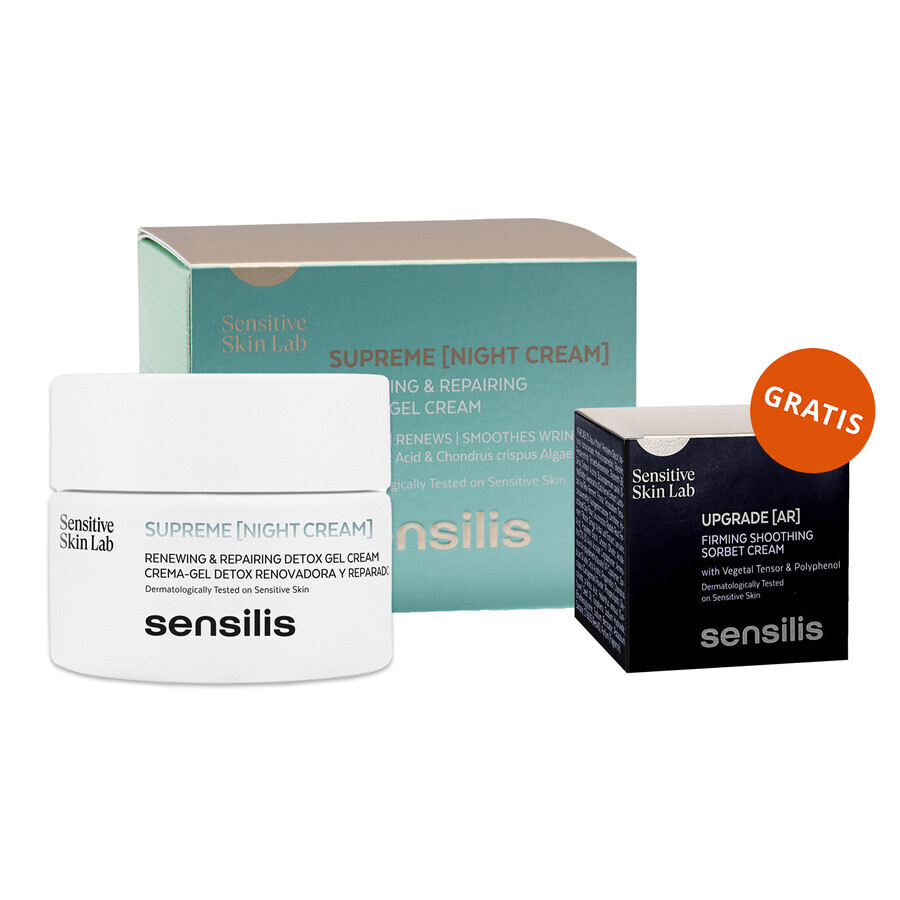 Sensilis Supreme, Repairing and Rejuvenating Night Gel-Cream, 50ml + Upgrade AR, Firming and Soothing Sorbet-Cream, 5ml Free