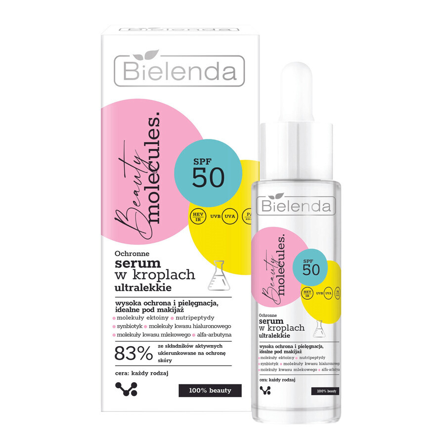 Bielenda Beauty Molecules, sérum protector ultraligero en gotas, SPF 50, 30 ml