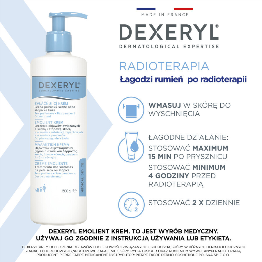 Dexeryl, emollient cream for dry skin, 500 g