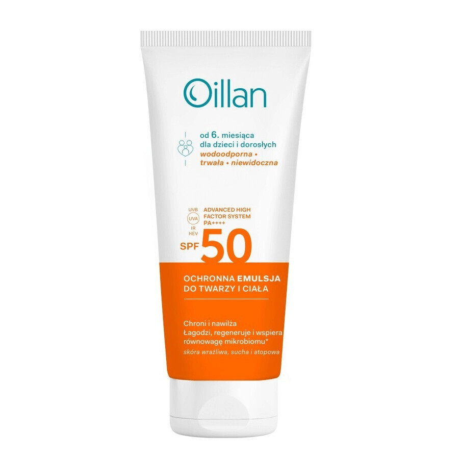 Oillan Sun Set, Face and Body Protective Emulsion, SPF 50, 100ml + Dermo-Moisturizer, From Day 1, 200ml Free