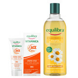 Set Equilibra Vitaminica, crema facial protectora, 75 ml + Camomila, champú iluminador de camomila, 300 ml