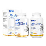 Set SFD Vitamina C 1000, 90 comprimidos + Omega 3 Fuerte, 90 cápsulas