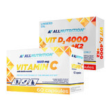 Allnutrition Set Vitamina C 1000 mg, 60 cápsulas + Vit D3 4000 + K2, 60 cápsulas