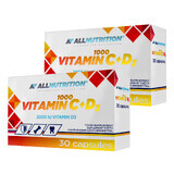 Allnutrition Vitamin C 1000 + D3 set, vitamina C 1000 mg + vitamina D 50 µg, 2 x 30 cápsulas