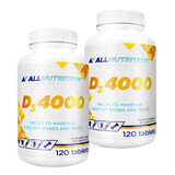 Set Allnutrition D3 4000, vitamina D 50 µg, 2 x 120 comprimidos