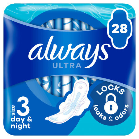 Always Ultra, Damenbinden mit Flügeln, Größe 3, Day &amp; Night, 28 Stück