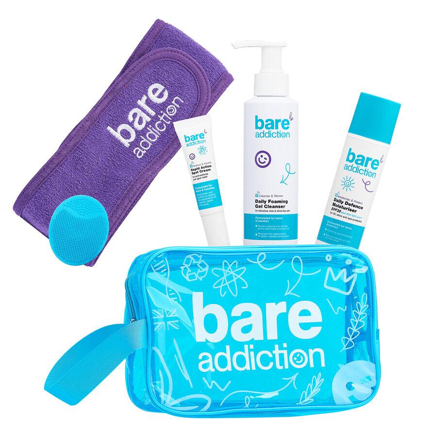 Bare Addiction Necessity Set, un conjunto de productos y accesorios en un neceser de maquillaje