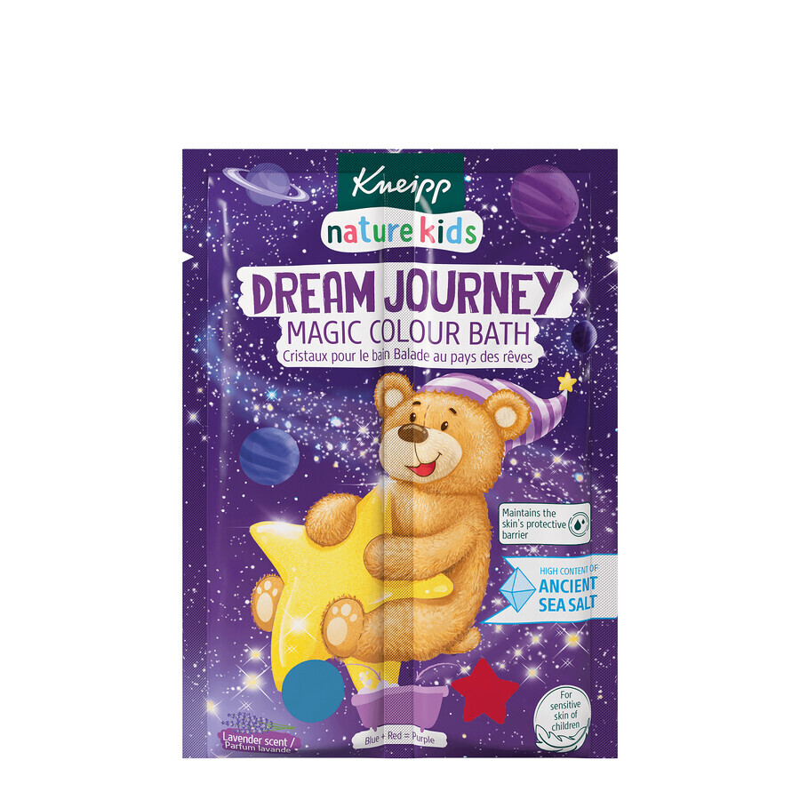 Kneipp Nature Kids Dream Journey, sal de baño mágica bicolor para niños, lavanda, 2 x 20 g