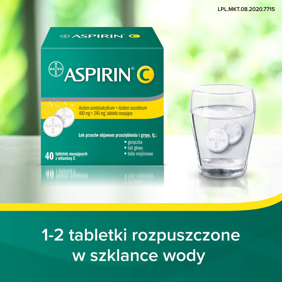 Aspirină C 400 mg + 240 mg, 40 comprimate efervescente