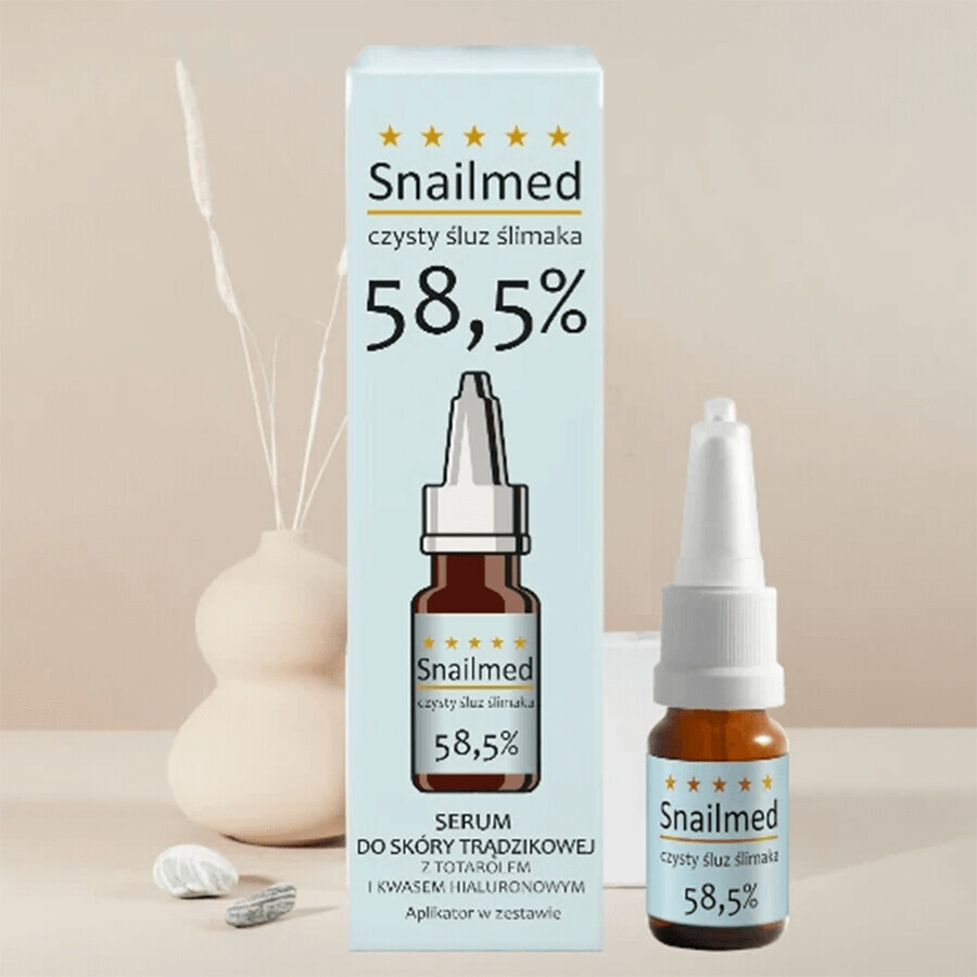 Snailmed Pure Snail Slime 58,5%, sérum antiacné normalizador, con totarol y ácido hialurónico, 8 ml