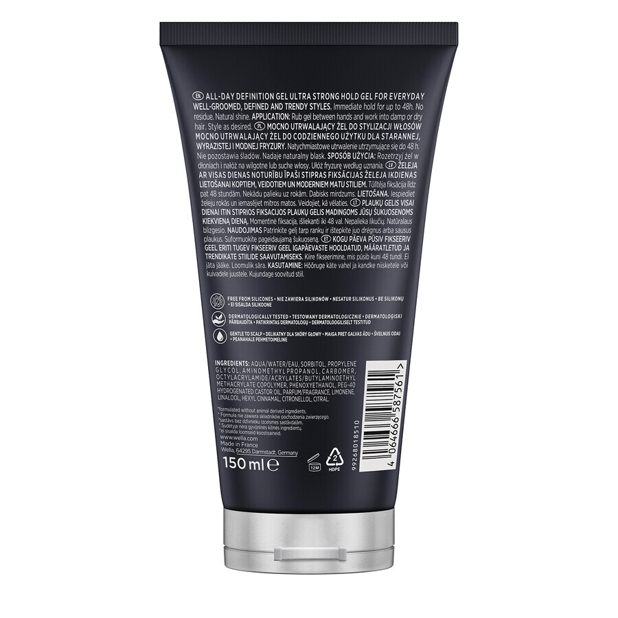 Wella Wellaflex Men, Gel para el cabello, fijación ultra fuerte, 150 ml