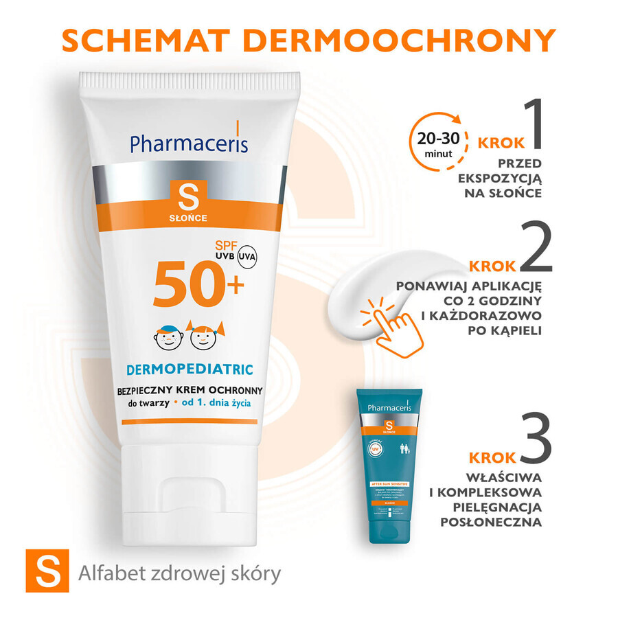 Pharmaceris S, crema facial protectora segura, desde el nacimiento, SPF 50+, 50 ml + Set, emulsión protectora solar, SPF 50+, 10 ml + crema, muestra gratis