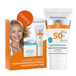 Pharmaceris S, crema facial protectora segura, desde el nacimiento, SPF 50+, 50 ml + Set, emulsión protectora solar, SPF 50+, 10 ml + crema, muestra gratis