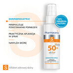 Pharmaceris S Dermopediatric, spray protector mineral, a partir del 1 día de edad, SPF 50+, 100 ml + Set, emulsión protectora solar, SPF 50+, 10 ml + crema, muestra gratis